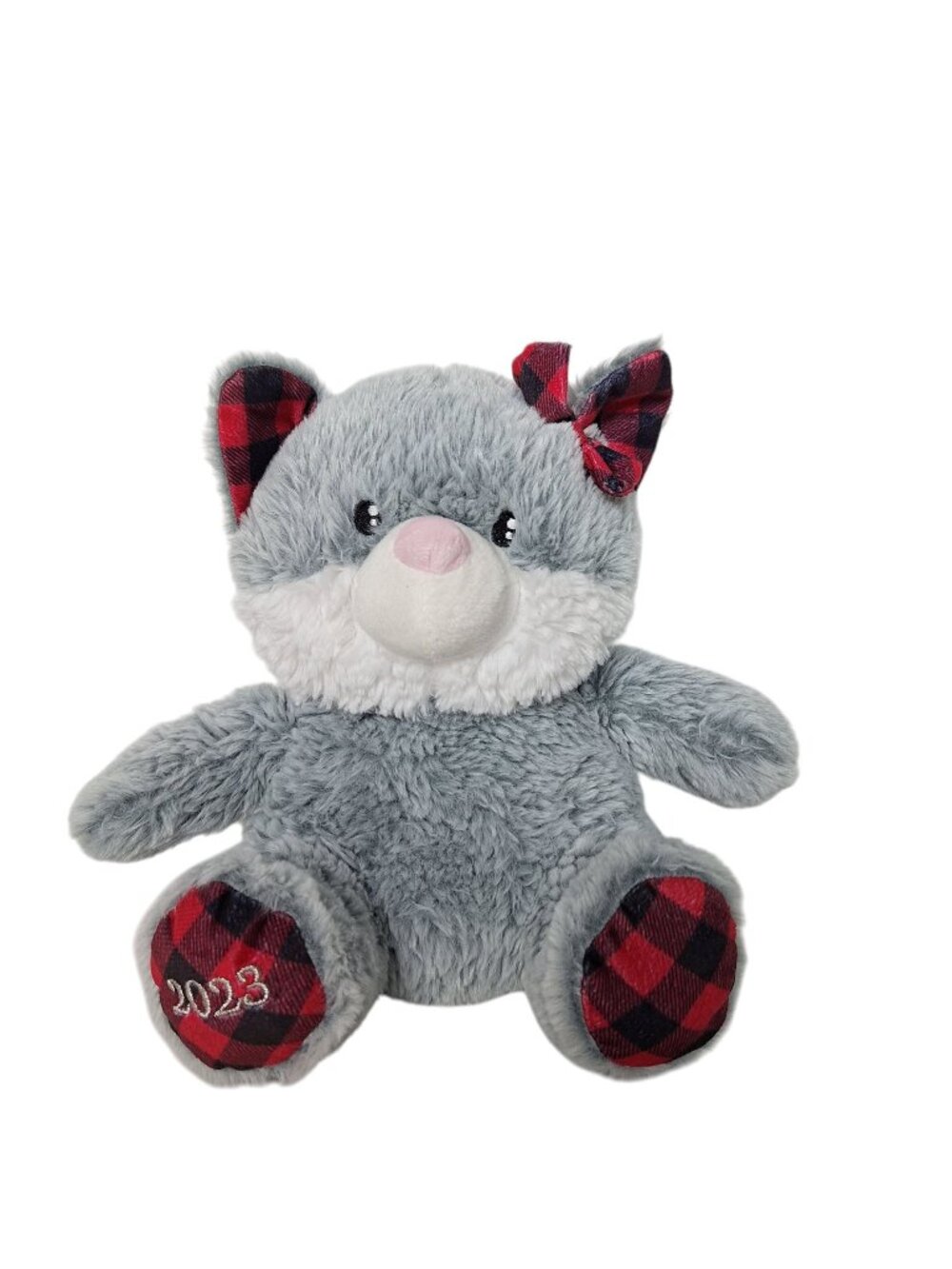 Pacific Coast Distributing Grey Cat Plush Squeaky Christmas Pet Toy 2023 10.5"